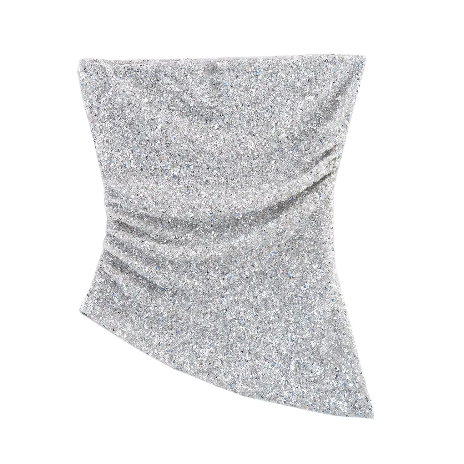 Fashion Street Night - KONDALA Chic Pieghettato Con Paillettes Guaina